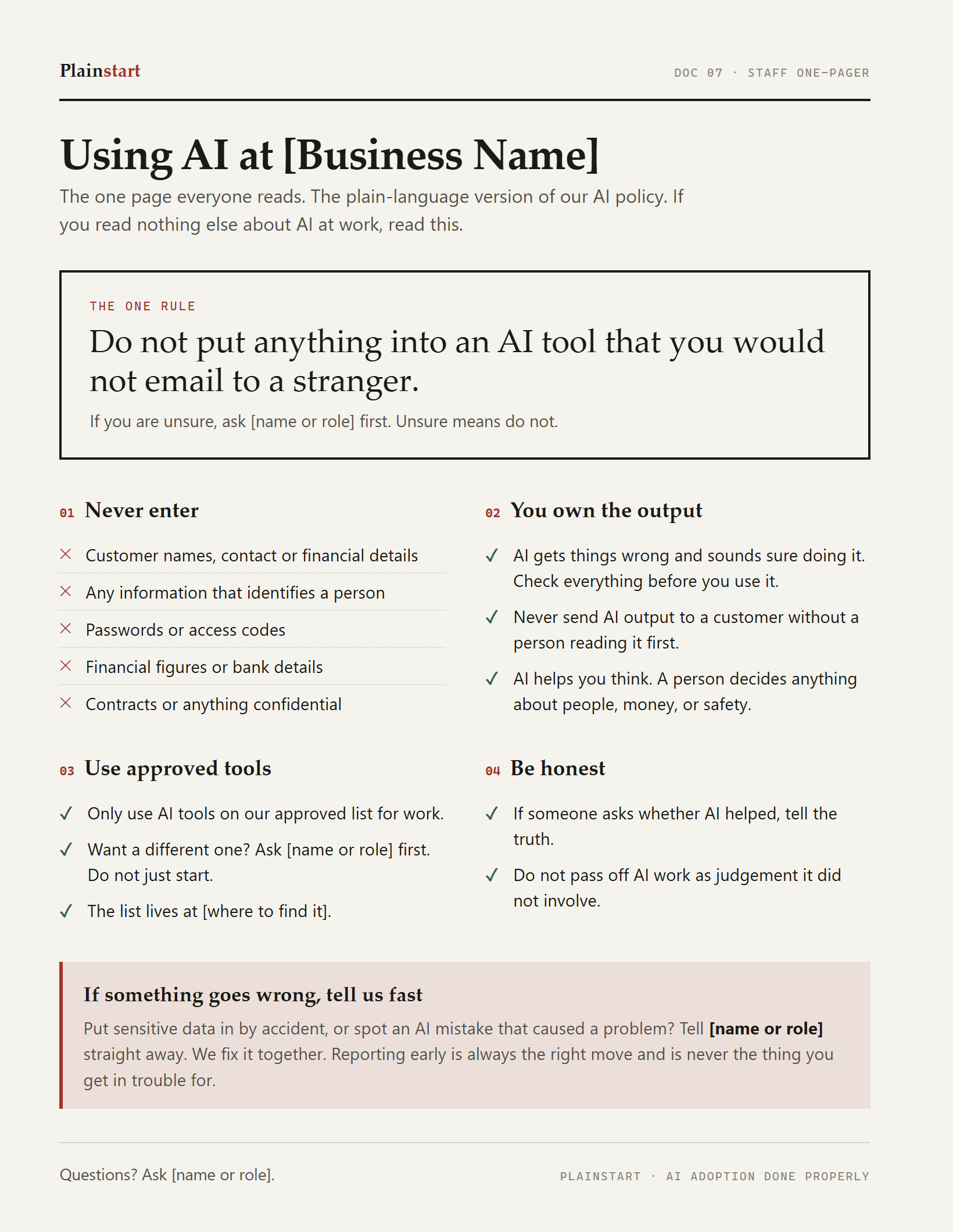 Staff One-Pager